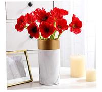 TOSSPER 10pcs Artificial Red Poppy Flowers, Fake Poppy Decorations Long Stem Poppies for Flower Arrangements, Crafts, Diy, Wedding Home Decor