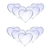 TOSSPER 10pcs Christmas Tress Transparent Open Plastic Clear Acrylic Heart-shaped Fillable Ball Ornament Gift Present Box Decoration
