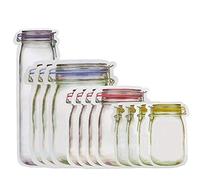TOSSPER 12pcs Mason Jar Zipper Bags, Food Storage Bag Snack Sandwich Ziplock Bags Snacks Zipper Sealed Bags for Travel Camping Picnic