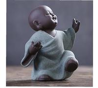 TOSSPER 1pc Ceramic Purple Sand Zen Monk Figurine Creative Pottery Buddha Furnishing Statue Decoration Gift Random Style