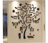 TOSSPER 1pc Family Black Photo Frame Tree Acrylic 3d Wall Picture Stickers Removable Art Wall Poster Decal for Living Room Bedroom