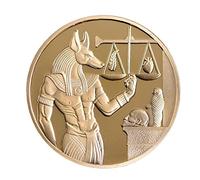 TOSSPER 1pc Gold Plated Egypt Death Protector Anu oin Copy Coins Egyptian God of Death Commemorative Coins Collection Gift