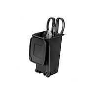 TOSSPER 1pc Office Trash Can, Desktop Mini Trash Bin, Garbage Bin Pencil Cup Holder with Lids Wheels (black)