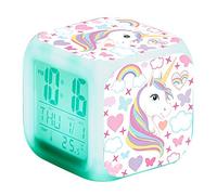 TOSSPER 1pc Unicorn Alarm Clock LED Digital Clock Kids Night Glowing Desk Clock with 7 Color Changing Light Gift for Children