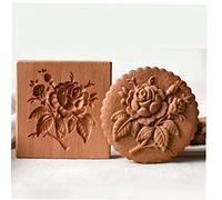 TOSSPER 1pc Wooden Embossing Mold, Biscuit Baking Mold for Diy Gingerbread Mooncakes Craft Decorating Baking Tool