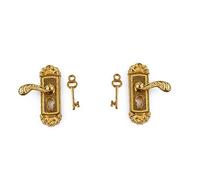 TOSSPER 1set 1/12 Scale Vintage Dollhouse Door Lock and House Key Miniature Fairy Garden Door Lock Ornament for Kids Diy Accessories
