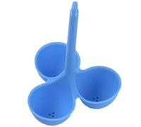 TOSSPER 3 Holes Egg Cooker Silicone Egg Boiler Egg Tray Kitchen Gadgets Egg Rack (blue)