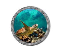 TOSSPER 3d Porthole View Undersea Sticker Waterproof Peel and Stick Wall Decals Kids Room Mural Nursery Kindergarten Decoration