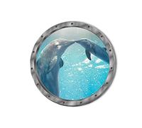 TOSSPER 3d Porthole View Undersea Sticker Waterproof Peel and Stick Wall Decals Kids Room Mural Nursery Kindergarten Decoration