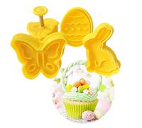 TOSSPER 4pcs Easter Biscuit Cutters, Fondant Biscuits Baking Cookies Cutters Stamps for Christmas Easter Thanksgiving