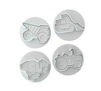 TOSSPER 4pcs/set Vehicle Theme Trucks Cookie Plunger Plastic Biscuit Cutters Mould Cake Decoration Topper