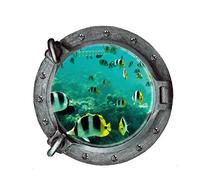 TOSSPER Bedroom 3D Ocean Theme Sticker Round Undersea World Wallpaper Removable Window Wall Art Decals Mural for Kids Room 43 * 43cm