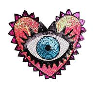 TOSSPER Large Sequin Heart Evil Eyes Patch Cartoon Motif Applique Embroidery Garment Accessory for Bag Shoes Pants