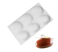 TOSSPER Silicone Mousse Baking Pan Non Stick Elliptical Pebble Stone Shaped Mold for Cakes Dessert Kitchen Bakeware White