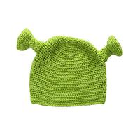 TOSSPER Unisex Hand Knitted Cap Wool Winter Beanie Hat Cosplay Dome Cap Shrek Hat for Women Men, Green
