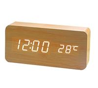 TOSSPER Wooden Digital Led Alarm Clock Voice Control Usb/aaa Powered Electronic Table Clock Multifunction Temperature Desk Watch