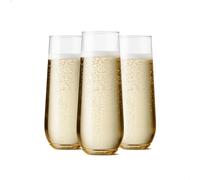 TOSSWARE 9oz Flute - Recyclable Champagne Plastic Cup - Set of 48 - stemless, shatterproof and BPA-Free Flute Glasses