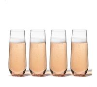 TOSSWARE Reserve 9oz Stemless Flute Set of 4, Tritan Dishwasher Safe & Heat Resistant Unbreakable Plastic Champagne Glasses