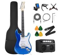 TOSTAR Electric Guitar Kit, 39 Inch Solid Wood Right Hand Guitar Electric for Beginners with Amp, HSS Pick Up, Poplar Body, Hand Polished(Lake Placid Blue)