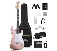 Tostar Electric Guitar Kit for Beginner with 39" Lightweight Body,Champagne | Rounded Matte Body, SSS Pickups, 5 Way Switch, 1:18 Tuners, Vintage Tremolo Bridge, 5W Amp, Complete Accessories Kit