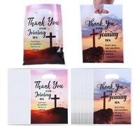 Tostmrks Church Welcome Bags 50 Pcs With Handles Christian Gift Bags Cross Design Treat Favor Bags For Church Visitors