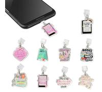 Tostmrks E-Reader Charms Set - 9 Pcs Custom Acrylic Dust Plugs for Kindle Type C Devices Fun Book Lover Accessories, Protects Ports Adds Color for Students And Teacher