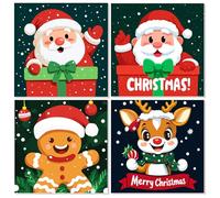 TOSTOG 4 Pack Christmas Paint by Numbers for Children with Frame Santa Claus Gingerbread Man Elk DIY Painting Kits for Adults and Beginners Acrylic Oil Canvas for Home Wall Decor(8X8Inch)