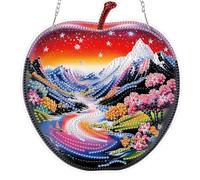 TOSTOG Apple Diamond Art Hanging Ornaments with Chain for Adults Kids Landscape Hanging Diamond Art Kits for Adults for Window Garden Home Wall Decor(18.4cm×19.4cm)