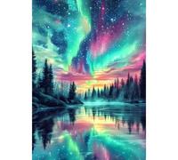 TOSTOG Aurora Night Sky Diamond Painting Kits for Adults, 5D Full Drill Diamond Art Kits Gorgeous Northern Lights, DIY Round Diamond Picture Arts Gem Painting Crafts for Home Wall Decor 30x40cm