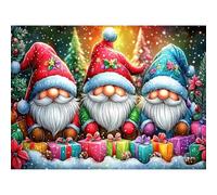 TOSTOG Diamond Art Kits Adults Christmas Gnome, 5D Diamond Painting Kits for Adults, Funny Family, Full Drill Gem Art and Crafts for Home Wall Decor 16x12in