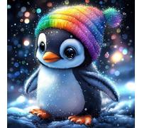 TOSTOG Diamond Art Kits Adults Winter Cute Penguin, 5D Diamond Painting Kits for Adults, Colorful Penguin, Full Drill Gem Art and Crafts for Home Wall Decor 12x12in