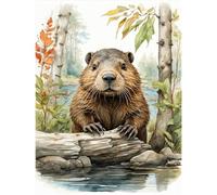 TOSTOG Diamond Art Painting Kits for Adults and Beginners,DIY 5D Beaver Diamond Art Kits Round Full Drill Diamond Art Picture Crystal Art for Home Wall Decoration 12x16 inch