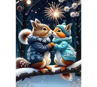 TOSTOG Diamond Art Painting Kits for Adults and Beginners, DIY 5D Squirrel and Fireworks Diamond Art Kits Round Full Drill Crystal Art for Home Wall Decoration 30x40cm/12x16inch