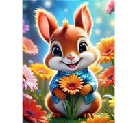 TOSTOG Diamond Art Painting Kits for Adults and Beginners,DIY 5D Squirrel and Flower Diamond Art Kits Round Full Drill Diamond Art Picture Crystal Art for Home Wall Decoration 12x16 inch
