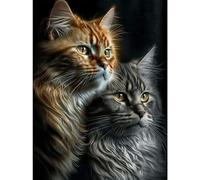 TOSTOG Diamond Art Painting Kits for Adults and Beginners, DIY 5D Two Cats Crystal Art, 12x16 Inch