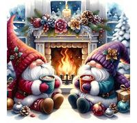 TOSTOG Diamond Painting Kits Christmas for Adults,Fireplace Full Drill Diamond Art Embroidery Pictures,5D DIY Diamond Art Kit for Home Wall Decor 30x30cm/12x12inch