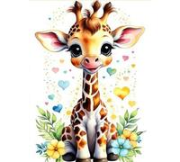TOSTOG Diamond Painting Kits for Adults and Beginners,DIY 5D Diamond Art Kits Round Full Drill Giraffe and Flowers Diamond Art Picture Crystal Art for Home Wall Decoration 30x40cm/12x16inch