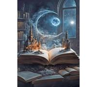 TOSTOG Diamond Painting Kits for Adults,Castle and Book Full Drill Diamond Art Embroidery Pictures,5D DIY Diamond Art Kit for Home Wall Decor 30x40cm/12x16inch