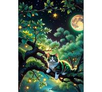 TOSTOG Diamond Painting Kits for Adults,Cat in Tree Full Drill Diamond Art Embroidery Pictures,5D DIY Diamond Art Kit for Home Wall Decor 30x40cm/12x16inch