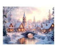 TOSTOG Diamond Painting Kits for Adults, Christmas Village, 5D Diamond Art Kits for Adults Beginners, Full Drill DIY Gem Art Kit for Wall Home Decor Gifts 40x30cm, Christmas Winter