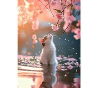 TOSTOG Diamond Painting Kits for Adults,Flower and Kitten Full Drill 5D DIY Diamond Art Kit Diamond Crystal Rhinestone Arts and Crafts Picture for Home Wall Decor 30x40cm/12x16inch