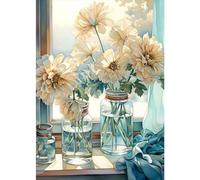 TOSTOG Diamond Painting Kits for Adults, Flowers and Vase 5D DIY Diamond Art Embroidery Pictures, 12x16inch