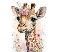 TOSTOG Diamond Painting Kits for Adults,Giraffe Full Drill Diamond Art Embroidery Pictures,Flowers 5D DIY Diamond Art Kit for Home Wall Decor 30x40cm/12x16inch
