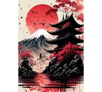 TOSTOG Diamond Painting Kits for Adults,Landscape Full Drill Diamond Art Embroidery Pictures,Mount Fuji 5D DIY Diamond Art Kit for Home Wall Decor 30x40cm/12x16inch