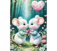 TOSTOG Diamond Painting Kits for Adults,Mouse Full Drill Diamond Art Embroidery Pictures,Valentine's Day 5D DIY Diamond Art Kit for Home Wall Decor 30x40cm/12x16inch