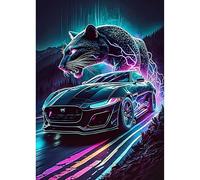 TOSTOG Diamond Painting Kits for Adults,Sports Car Panther 5D DIY Diamond Art Kit Full Drill Diamond Crystal Rhinestone Arts and Crafts Picture for Home Wall Decor 30x40cm