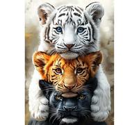 TOSTOG Diamond Painting Kits for Adults,Three Tigers 5D DIY Diamond Art Kit Full Drill Diamond Crystal Rhinestone Arts and Crafts Picture for Home Wall Decor 30x40cm