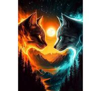 TOSTOG Diamond Painting Kits for Adults,Two Cats DIY Diamond Art Kit Full Drill Diamond Crystal Rhinestone Arts and Crafts Picture for Home Wall Decor 30x40cm