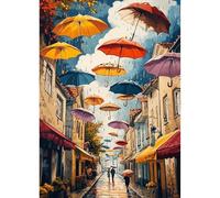 TOSTOG Diamond Painting Kits for Adults Umbrella Street 5D DIY Diamond Art Kit Full Drill Diamond Crystal Rhinestone Arts and Crafts Picture for Home Wall Decor 30x40cm