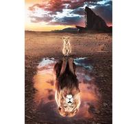 TOSTOG Lion King Diamond Painting Kits for Adults, 5D Full Drill Diamond Art Kits Lion Reflection, DIY Round Diamond Picture Arts Gem Painting Crafts for Home Wall Decor 30x40cm